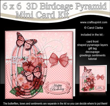 3D Pretty Violas & Butterflies Birdcage Pyramid Card Kit