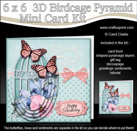 3D Spring Flowers & Butterflies Birdcage Pyramid Card Kit