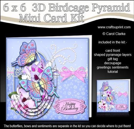 3D Pretty Flowers & Butterflies Birdcage Pyramid Card Kit