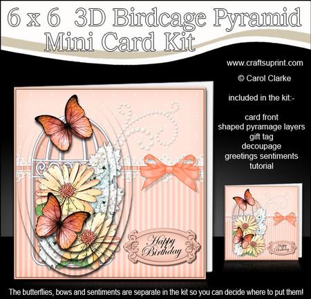 3D Daisies & Butterflies Birdcage Pyramid Card Kit