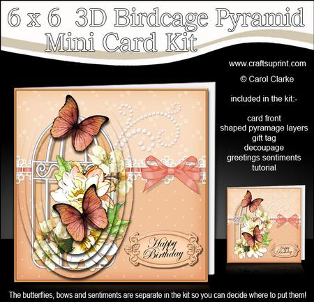 3D Beautiful Flowers & Butterflies Birdcage Pyramid Card Kit