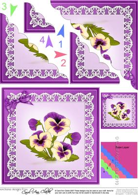 Pansy on Butterfly Lace Scallop Corner Side Stacker