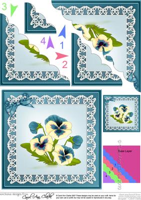 Pansy on Butterfly Lace Scallop Corner Side Stacker