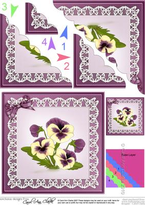Pansy on Butterfly Lace Scallop Corner Side Stacker