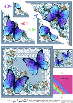 Butterflies and Flowers on Lace Wavy Corner Side Stacker