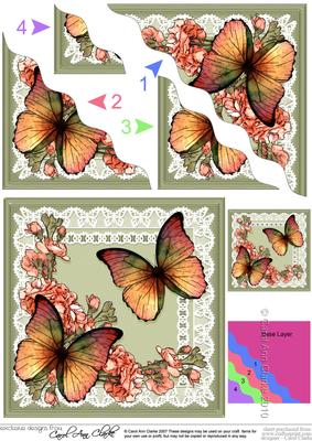 Butterflies and Flowers on Lace Wavy Corner Side Stacker