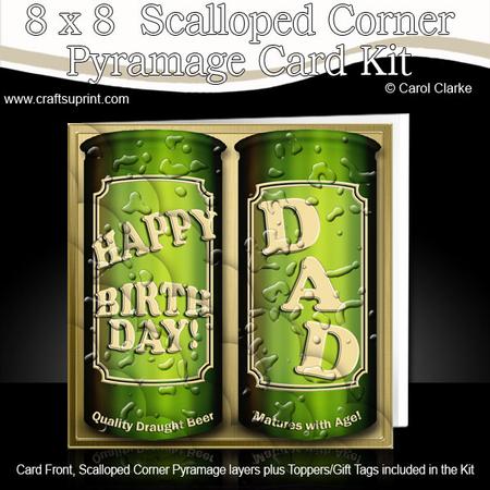 8 x 8 Dad Birthday Cans of Beer Scalloped Corner Kit