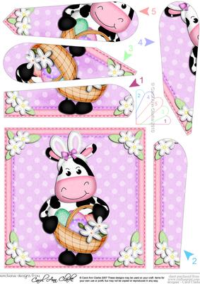 Milly Moo Cow's Easter Basket Fan Pyramage Topper