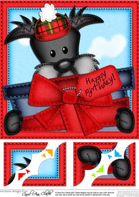 8 x 8 Hamish Scottie Dog's Present Scalloped Topper