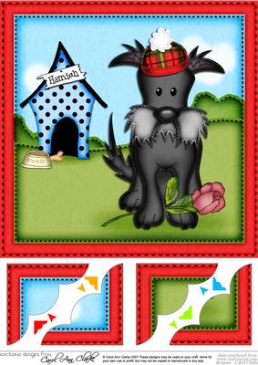 8 x 8 Hamish Scottie Dog's Rose Scalloped Topper