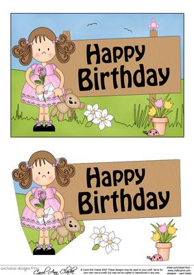 5x7 Girlz Zoe's Teddy Birthday Easicut 3D Decoupage