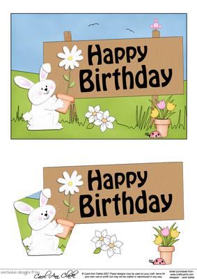 5x7 Little Bunny Birthday Easicut 3D Decoupage