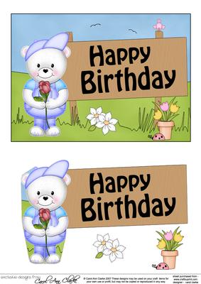 5x7 Teddy Ed's Rose Birthday Easicut 3D Decoupage