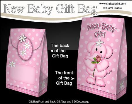 3D Lola Elephant's Rose New Baby Girl Gift Bag Mini Kit