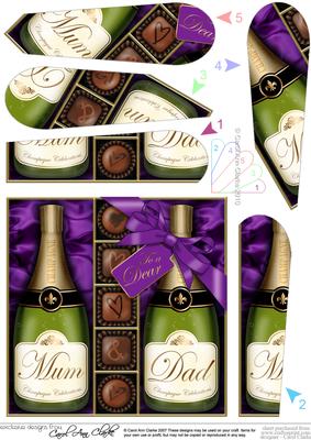 Mum N Dad Champers N Chocs Fan Pyramage Topper