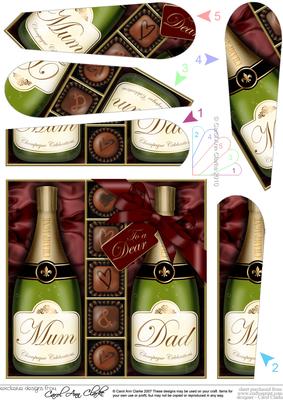 Mum N Dad Champers N Chocs Fan Pyramage Topper
