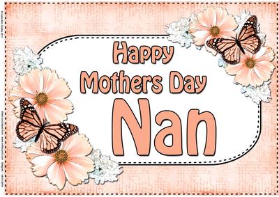 A4 Mothers Day Nan Flowers & Butterflies Card Topper