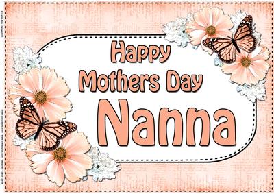 A4 Mothers Day Nanna Flowers & Butterflies Card Topper