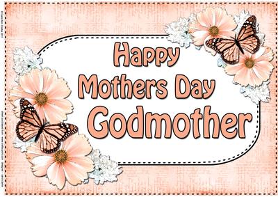A4 Mothers Day Godmother Flowers & Butterflies Card Topper