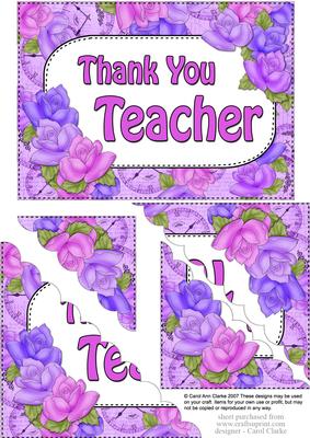 5x7 Time for Roses Thank You Teacher Scallop Corner Stacker