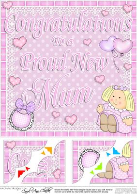 8 x 8 New Baby Mum Scalloped Corner