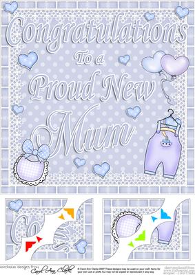 8 x 8 New Baby Mum Scalloped Corner