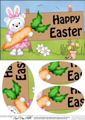 A5 Teddy Tess Easter Oval Pyramage Topper