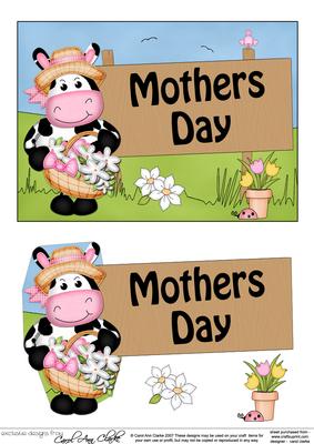 5x7 Milly Moo Cow Mothers Day 3D Step by Step Decoupage