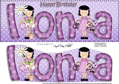 Girlz Birthday Iona Large Dl Quick Card 3D Decoupage