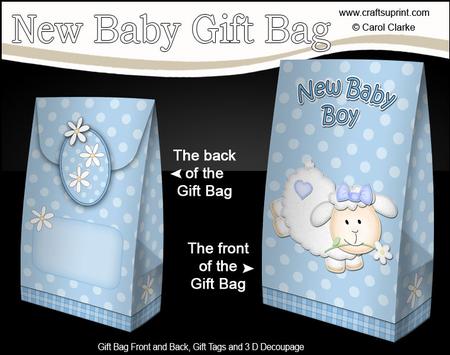 3D Little Lamb New Baby Boy Gift Bag Mini Kit