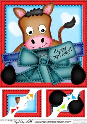 8 x 8 Gigi the Horse's Present Scalloped Corner Topper