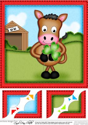 8 x 8 Gigi the Horse's Clover Scalloped Corner Topper