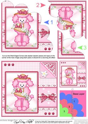 Bon Bon Poodle Dog's Bonnet Shell Edged Corner Stacker
