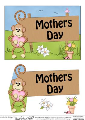 5x7 Chunky Monkey Mothers Day 3D Step by Step Decoupage