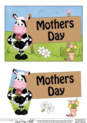 5x7 Milly Moo Cow Mothers Day 3D Step by Step Decoupage