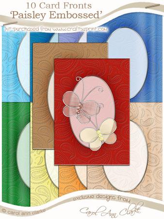 'paisley Embossed' Card Fronts Kit - Men's DIY Colours