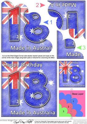 Flying the Flag Aus 18th Birthday Shell Edged Stacker