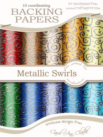 'silver Metallic Swirls' Backing Papers Kit - Mens DIY Colours