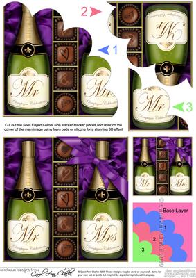 Mr & Mrs Champers N Chocs Shell Edged Corner Side Stacker
