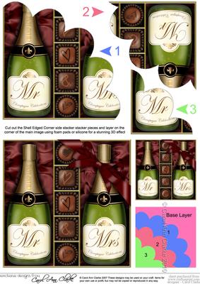 Mr & Mrs Champers N Chocs Shell Edged Corner Side Stacker