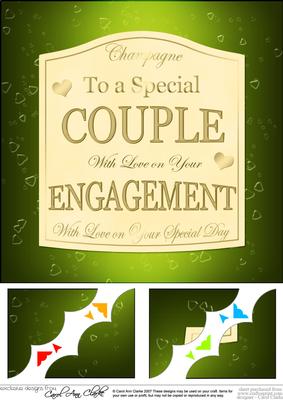 8 x 8 Engagement Champers Label Scalloped Corner