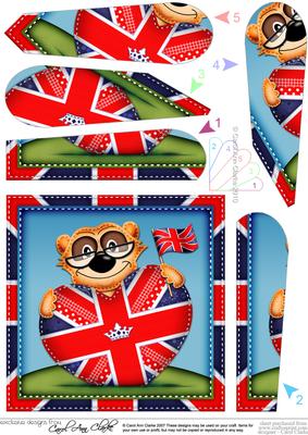 Frank Meerkat Union Jack Flag Heart Fan Pyramage Topper