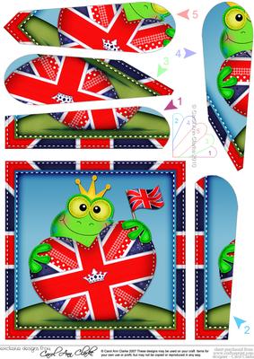 Freddy Frog Union Jack Flag Heart Fan Pyramage Topper