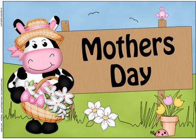 A4 Milly Moo Cow Mothers Day Card Topper