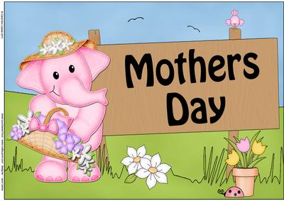 A4 Lola Elephant Mothers Day Card Topper