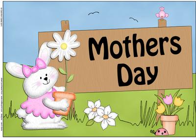 A4 Little Bunny Mothers Day Card Topper