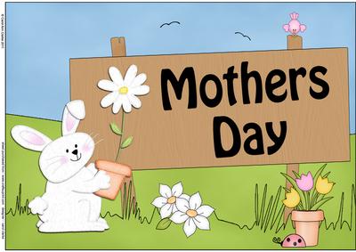 A4 Little Bunny Mothers Day Card Topper