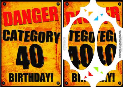 A5 Fun Novelty 40th Birthday Scallop Corners and Pyramage