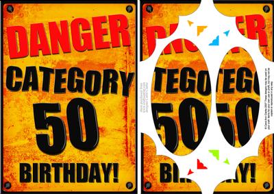 A5 Fun Novelty 50th Birthday Scallop Corners and Pyramage