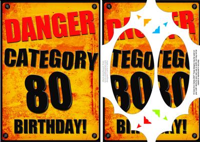 A5 Fun Novelty 80th Birthday Scallop Corners and Pyramage